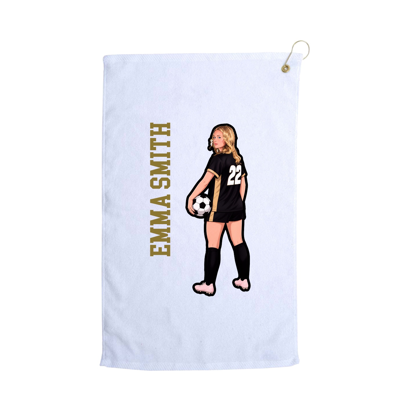 Golf Towel — Name Vertical in White