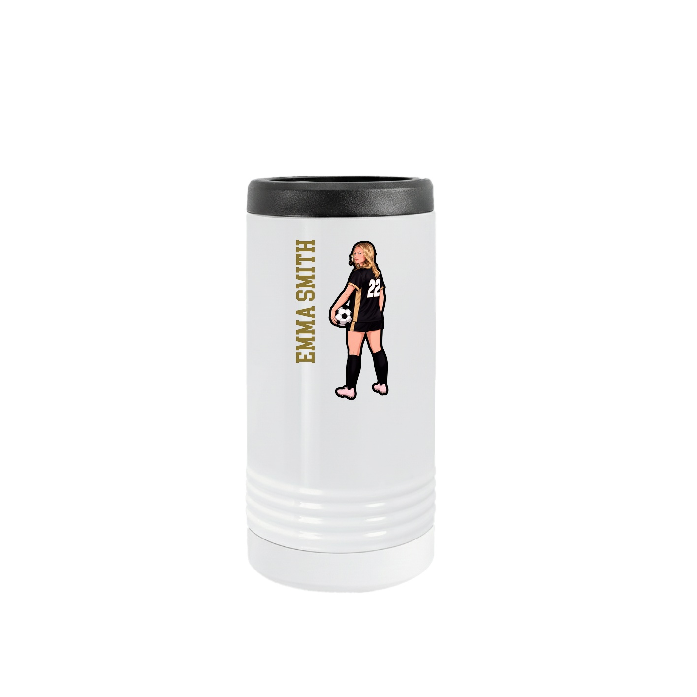 Slim Beverage Holder — Name Vertical in White