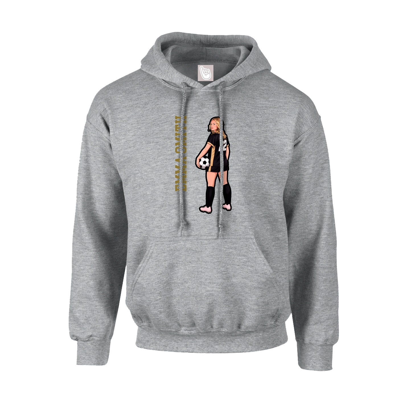Youth Hoodie — Name Vertical in Grey