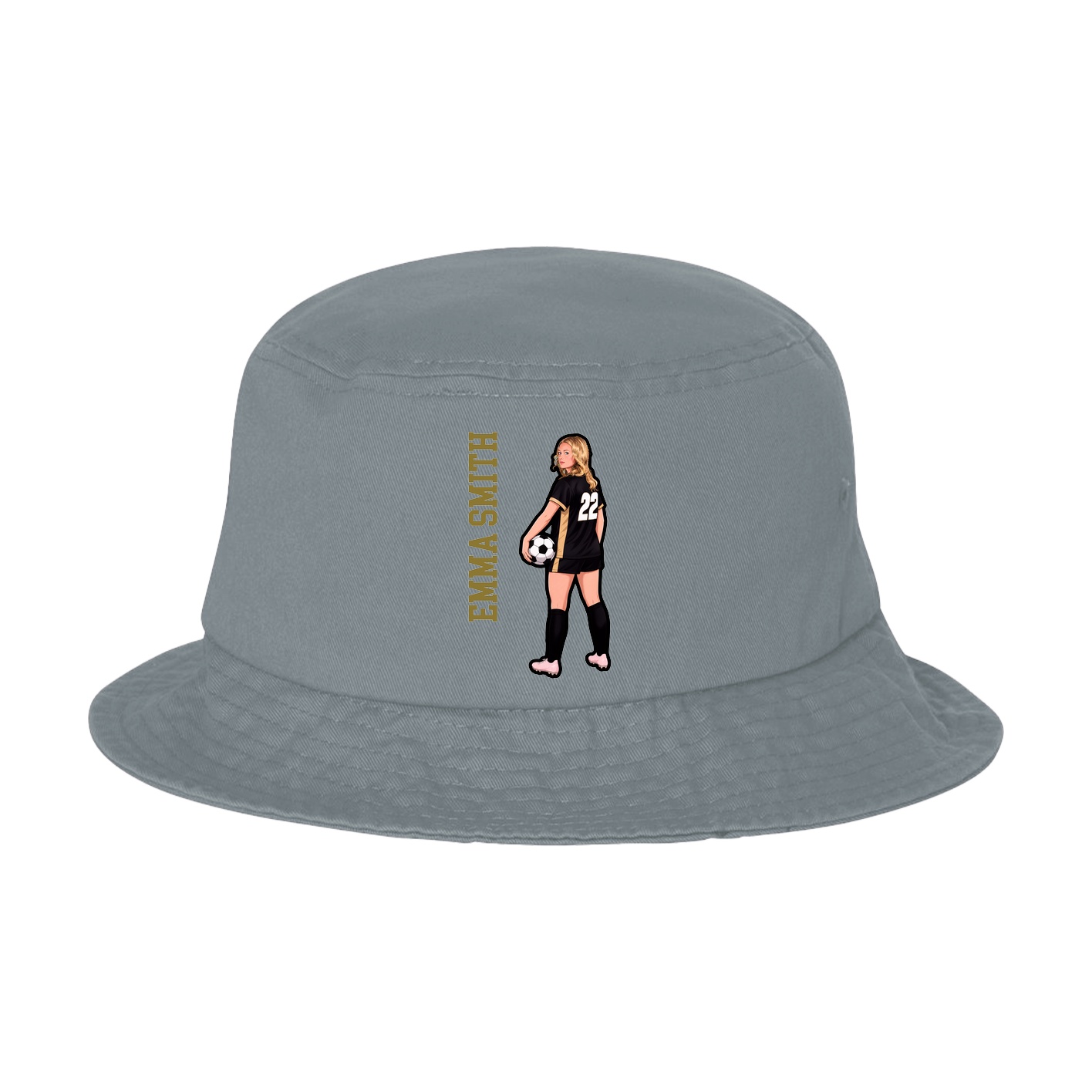 Bucket Cap — Name Vertical in Grey