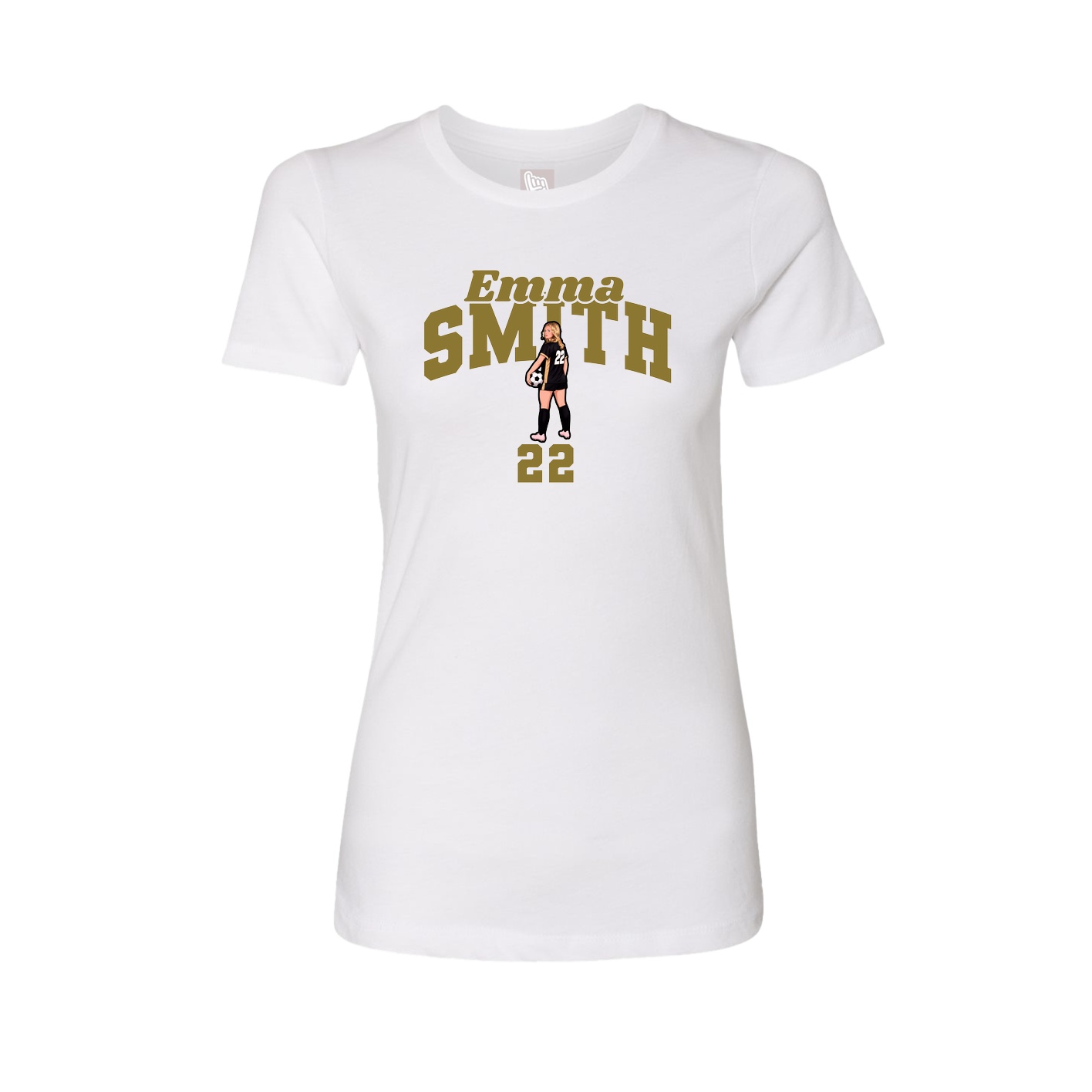 Fitted Women's Tee — Signature Arch in White