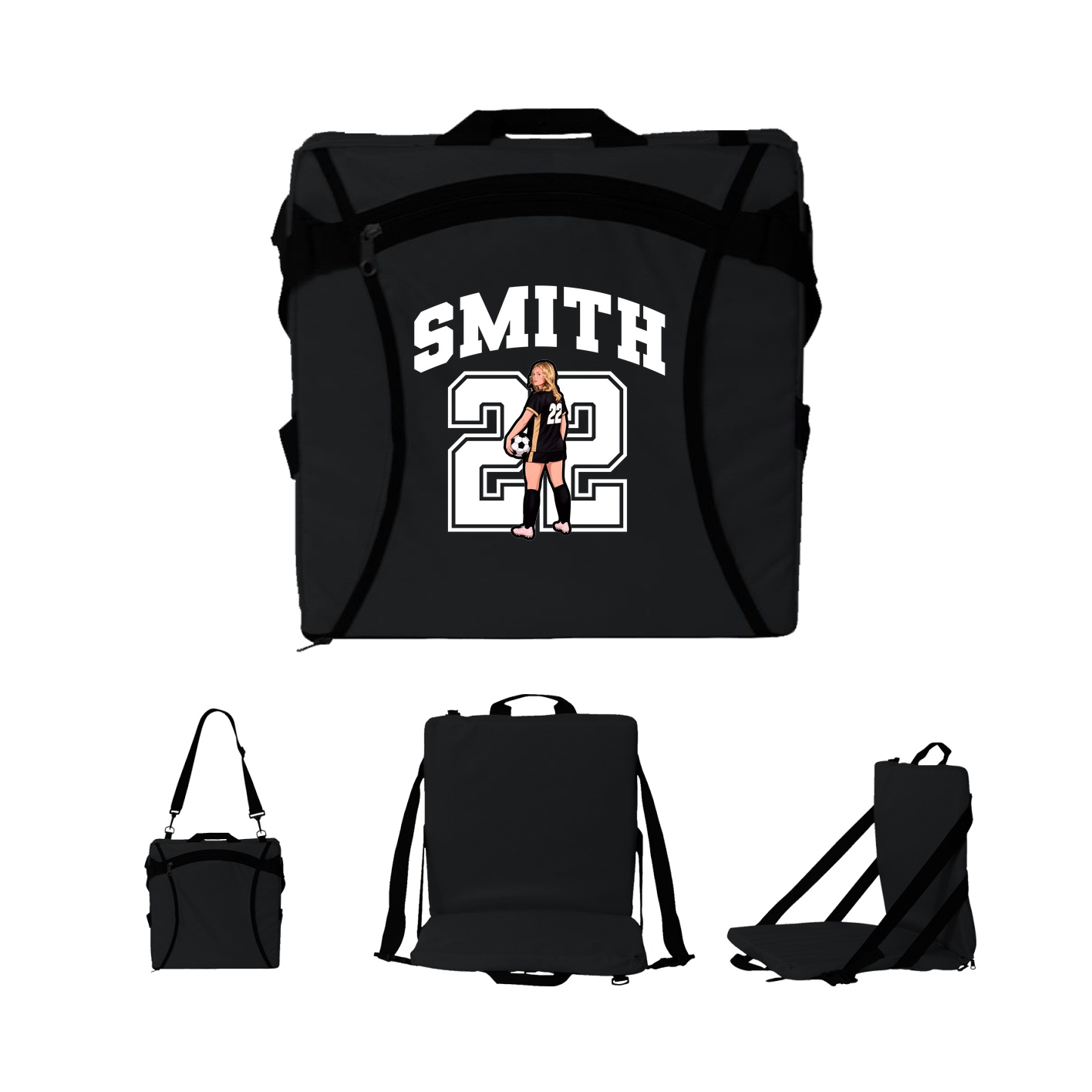 Folding Stadium Seat — Number in Black