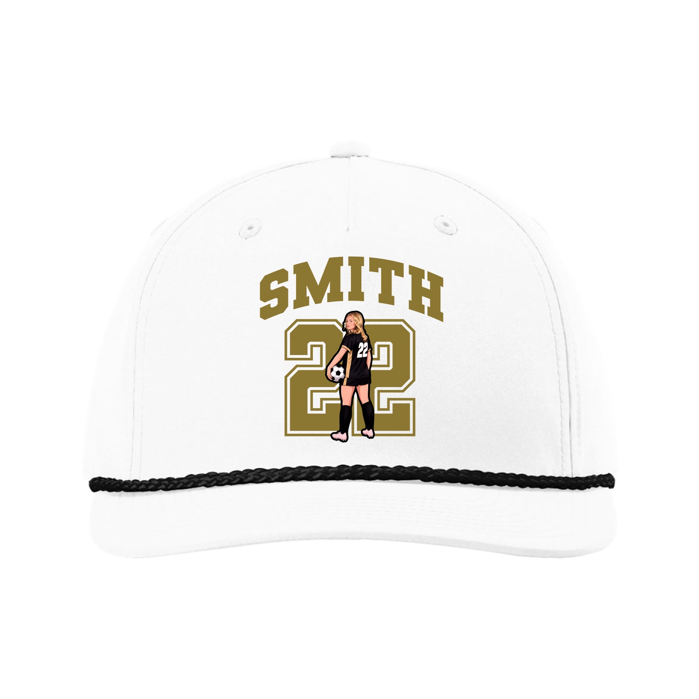 Five-Panel Classic Rope Cap — Number in White