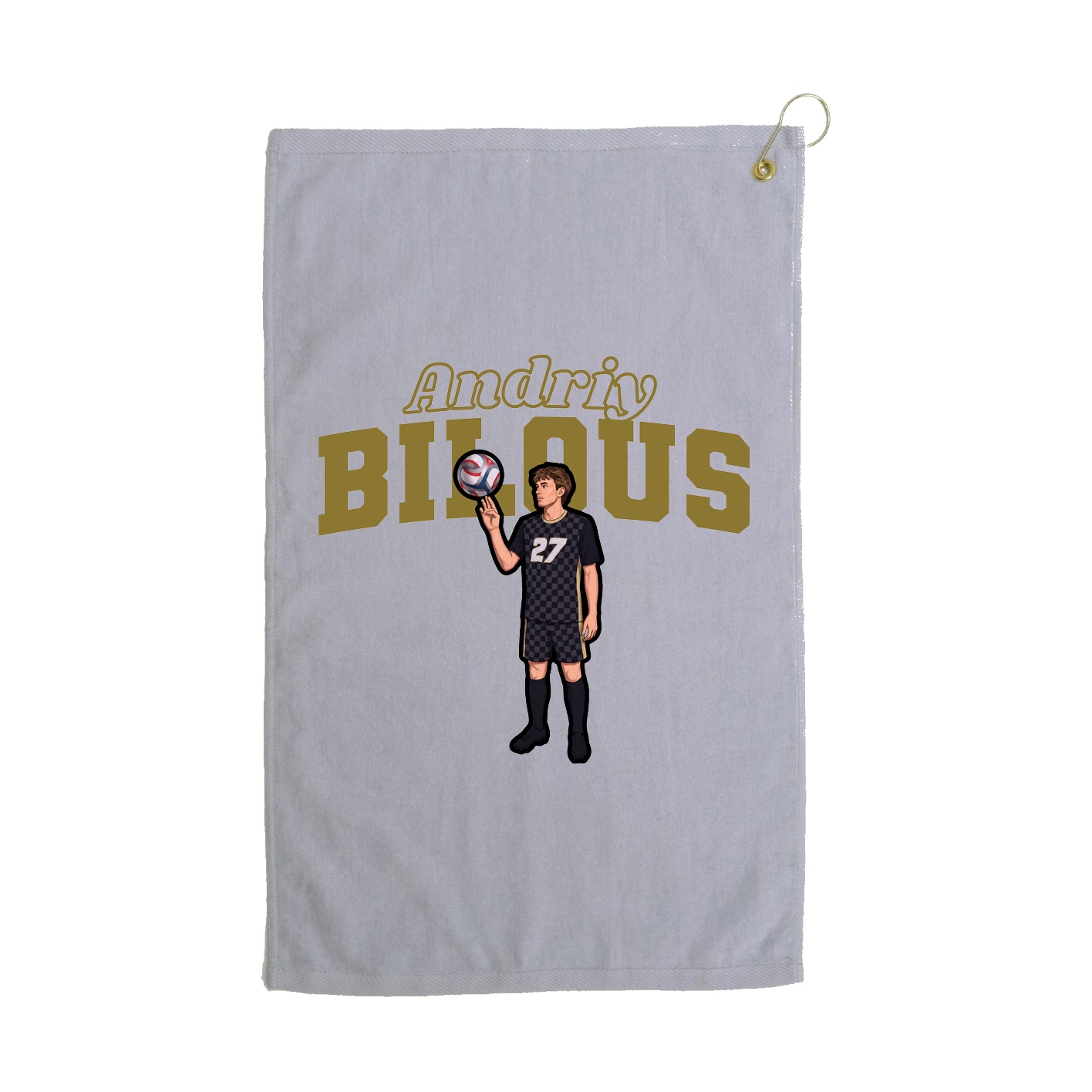 Golf Towel — Name Arch in Grey