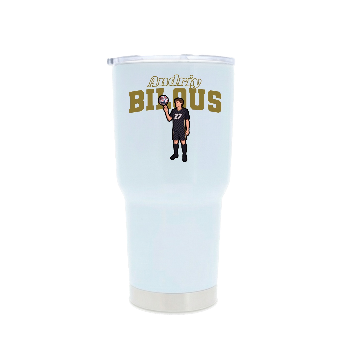 30oz Stainless Steel Tumbler — Name Arch in White