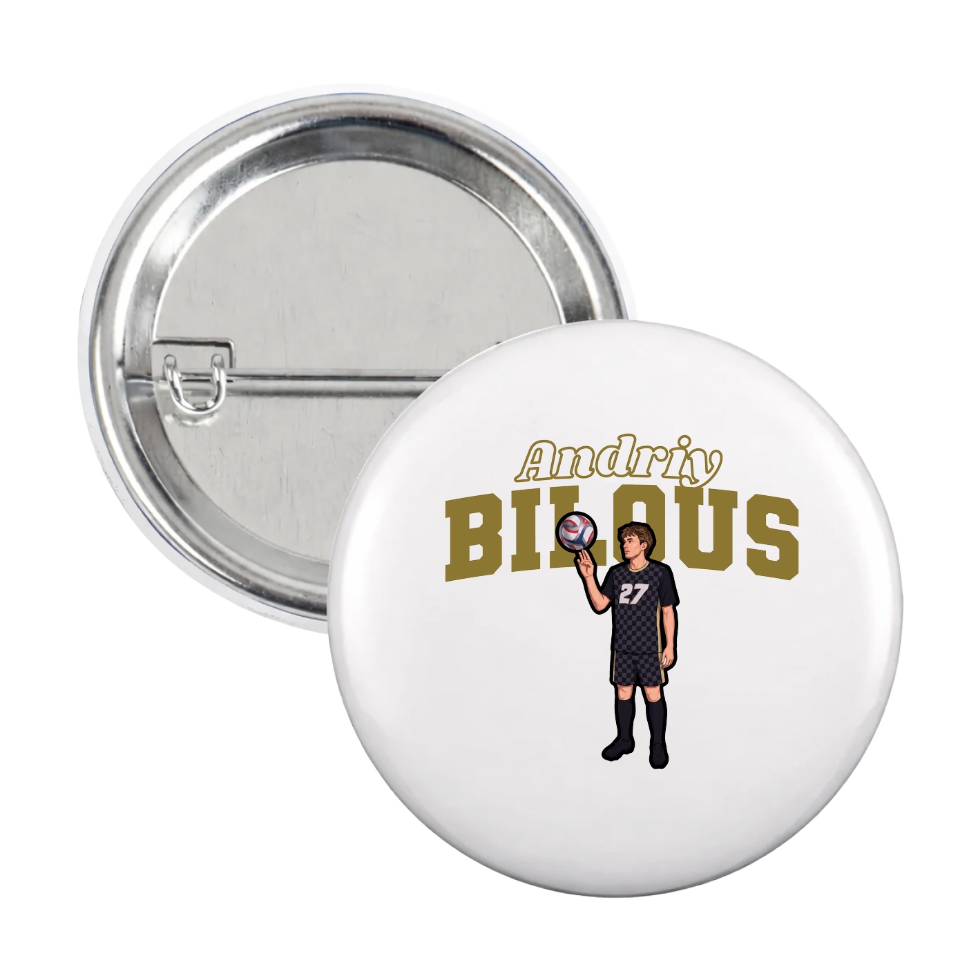 Game Day Button — Name Arch in White