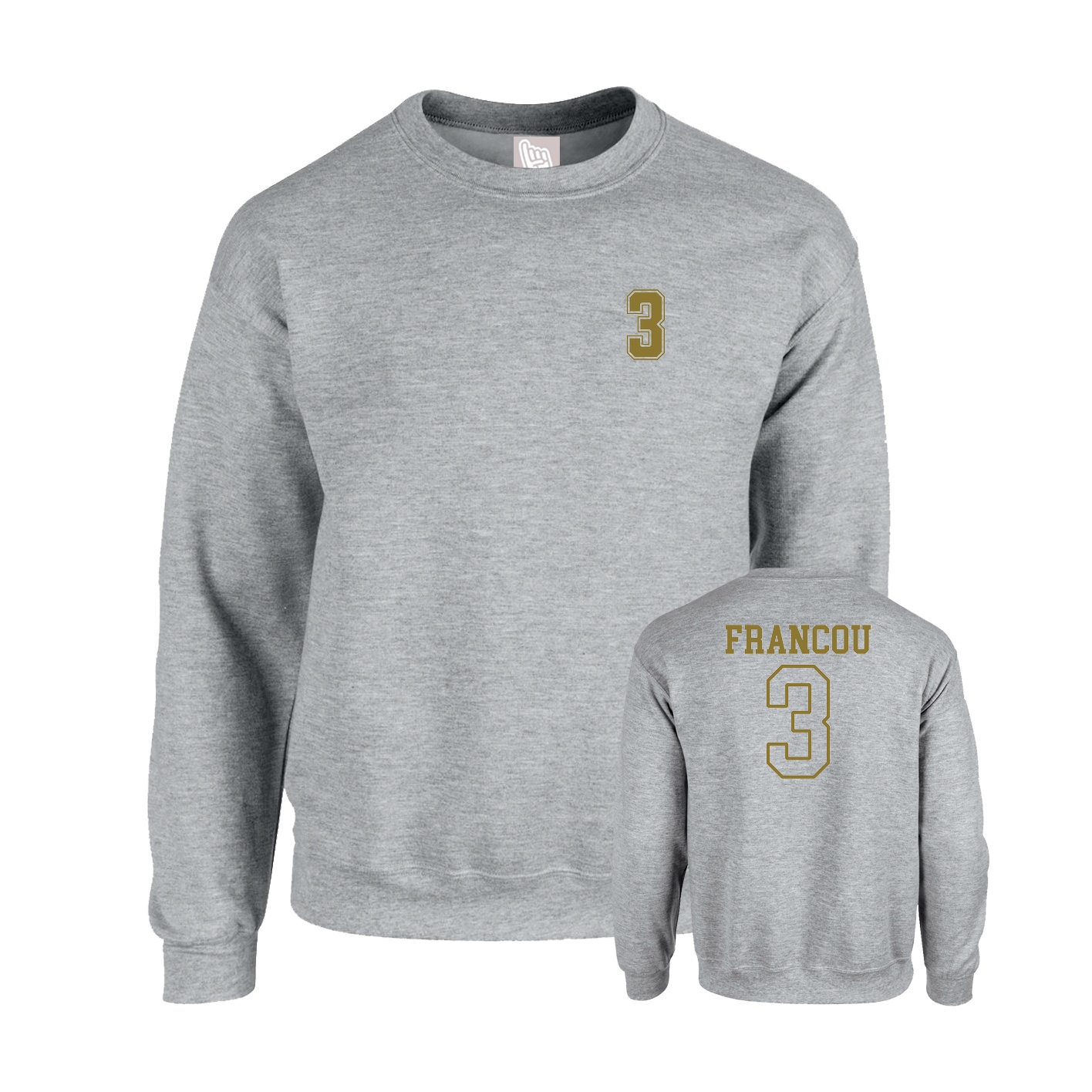 Fleece Crew — Chest Back in Grey