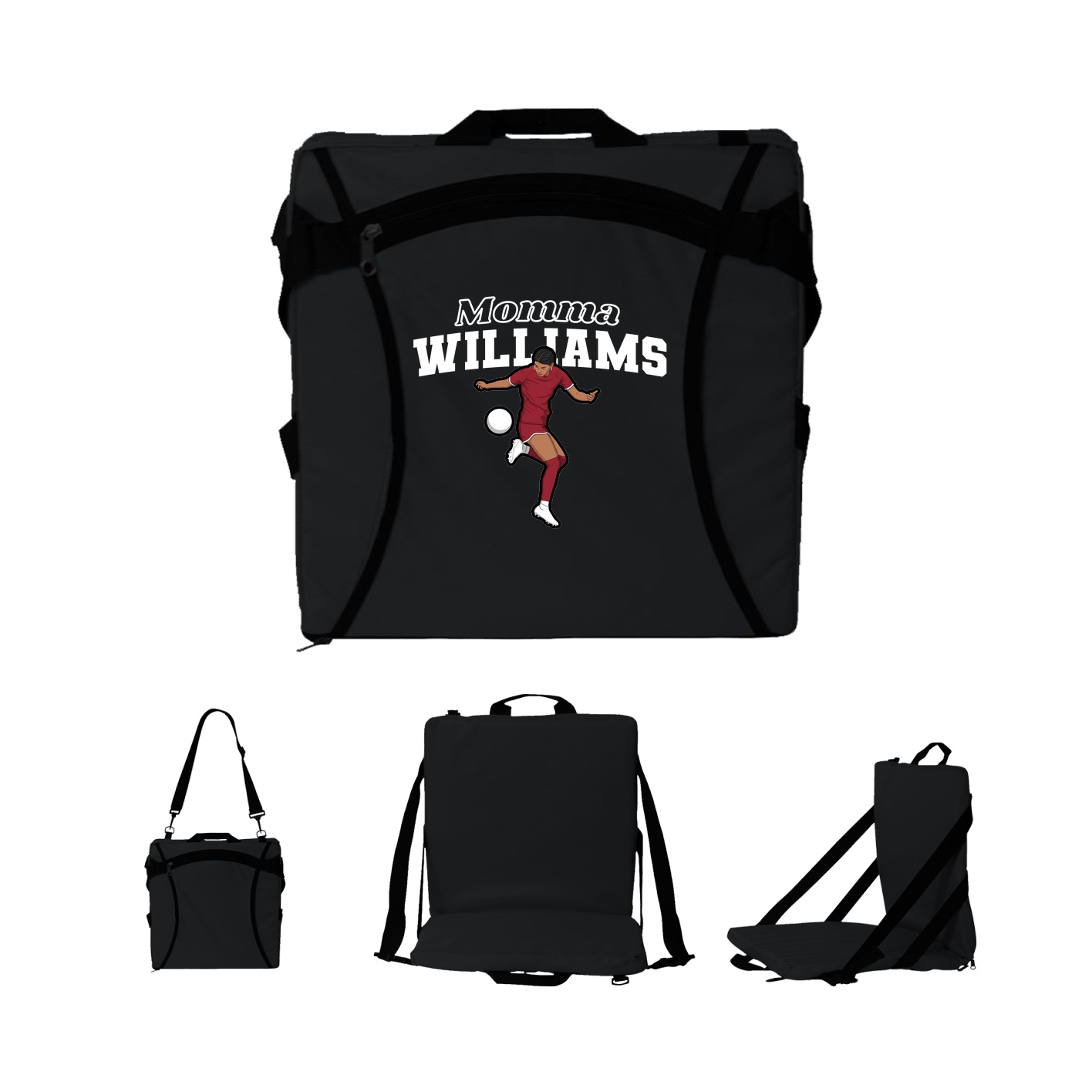 Folding Stadium Seat — Mothers Day Block in Black