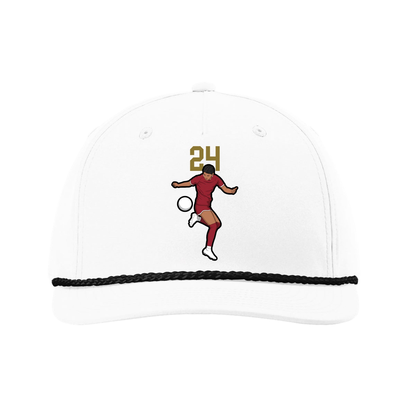 Five-Panel Classic Rope Cap — Number Top in White