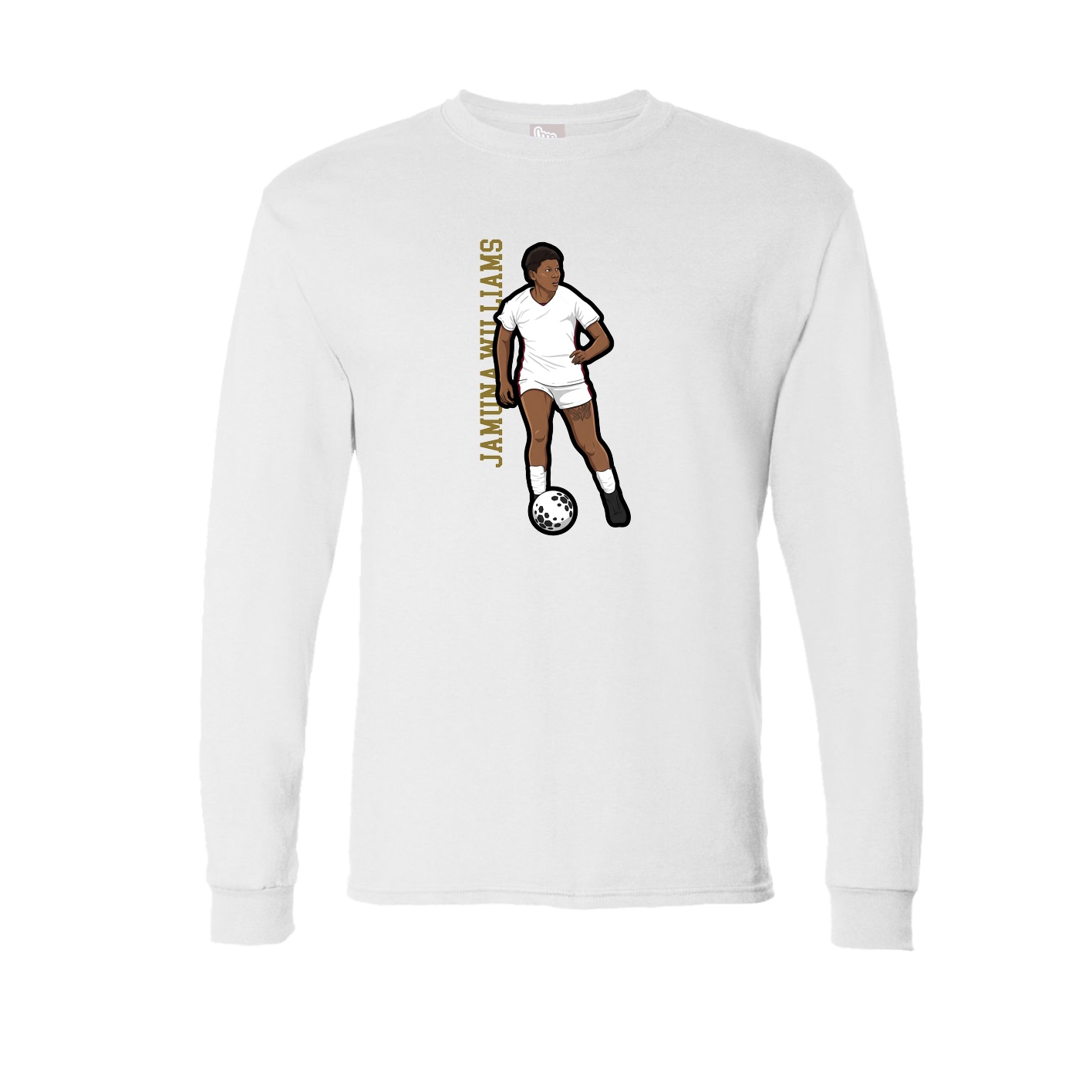Long Sleeve Tee — Name Vertical in White