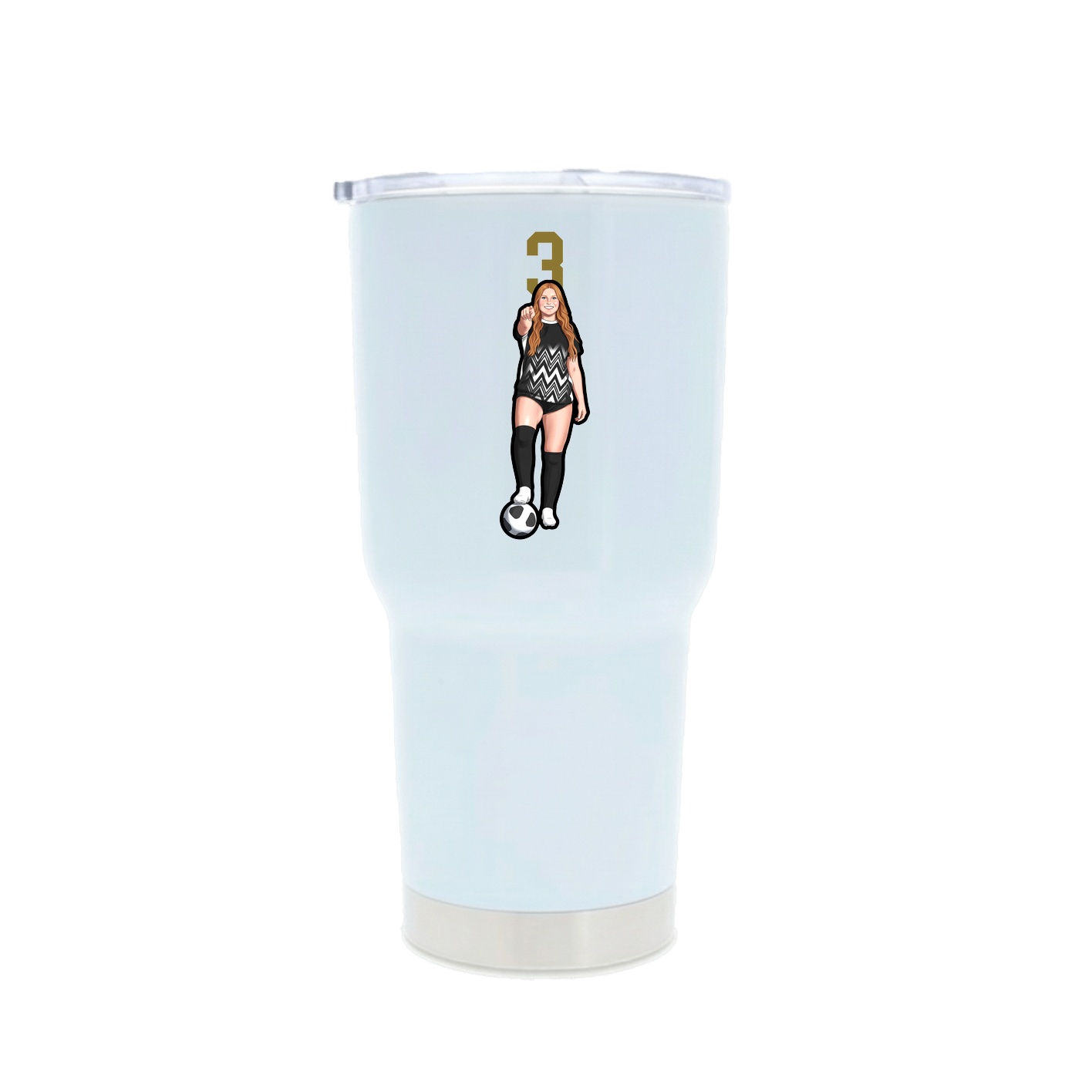 30oz Stainless Steel Tumbler — Number Top in White
