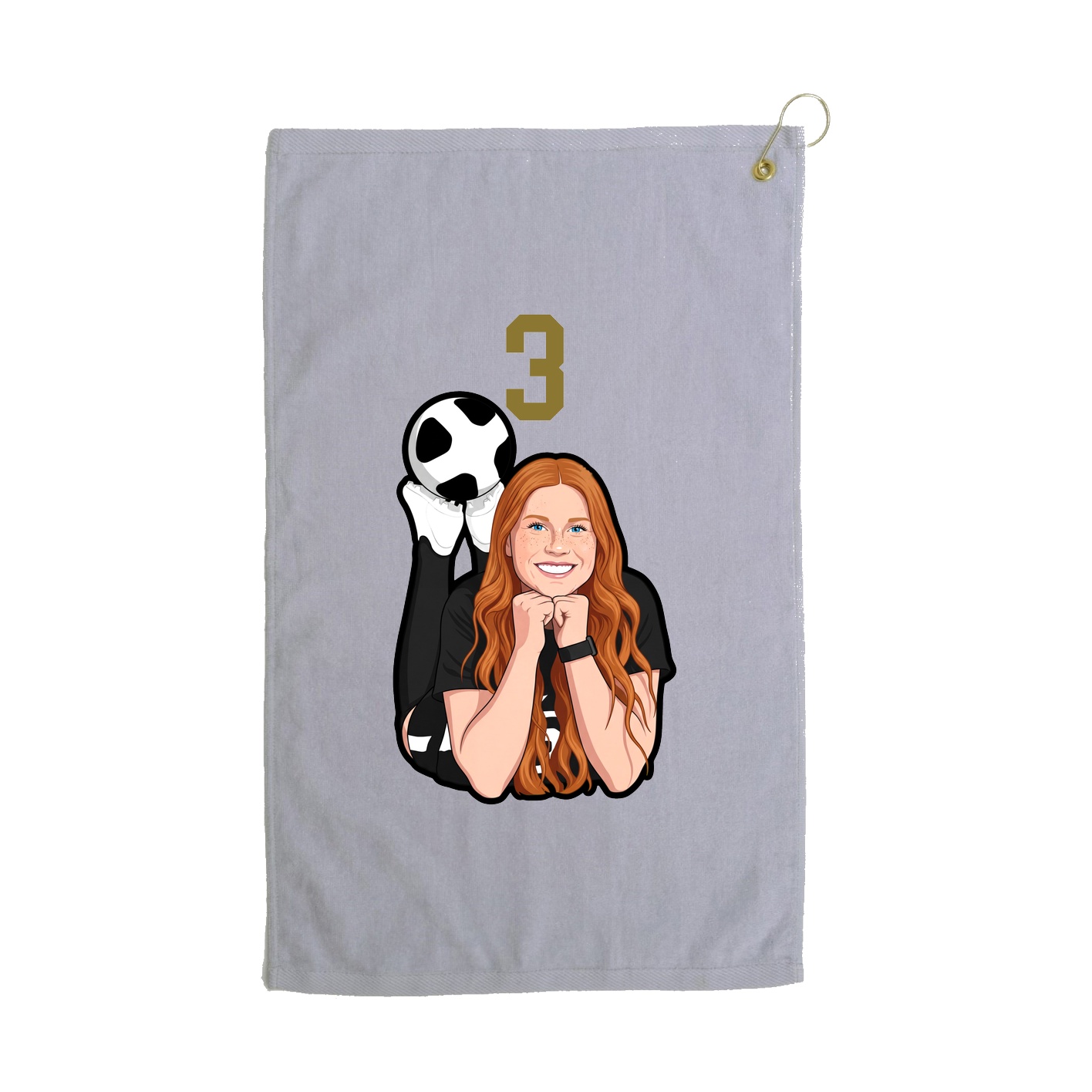 Golf Towel — Number Top in Grey
