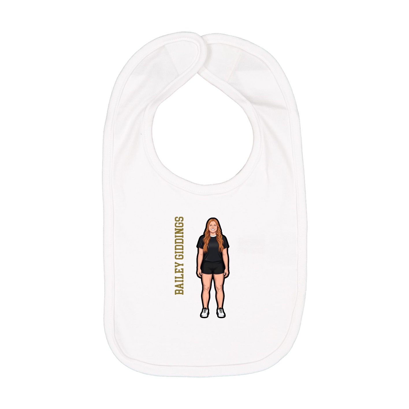 Infant Bib — Name Vertical in White