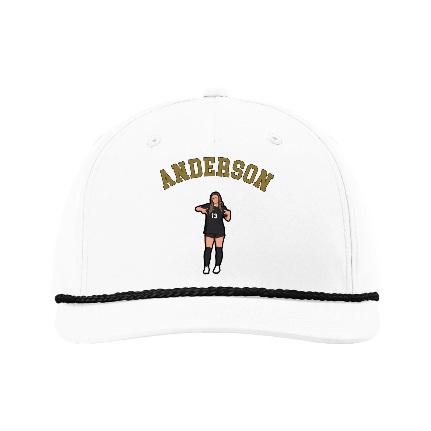 Five-Panel Classic Rope Cap — Shirsey Arch in White
