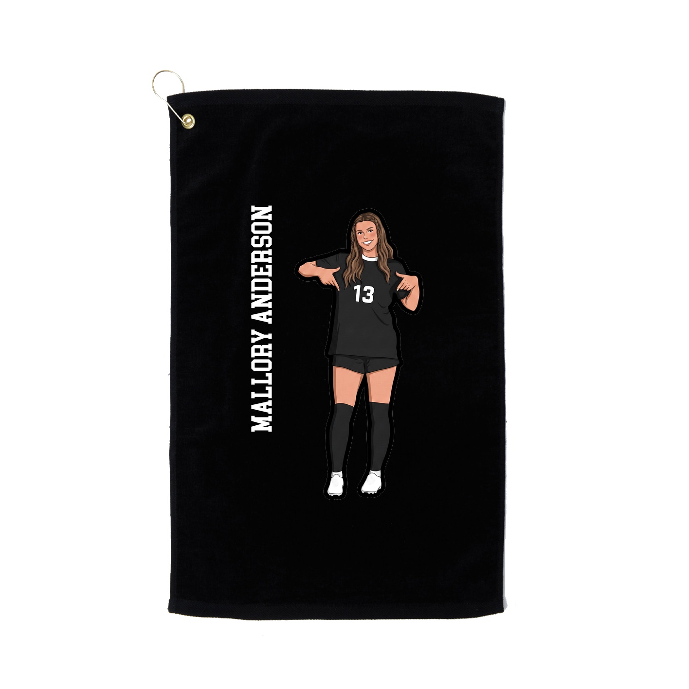 Golf Towel — Name Vertical in Black