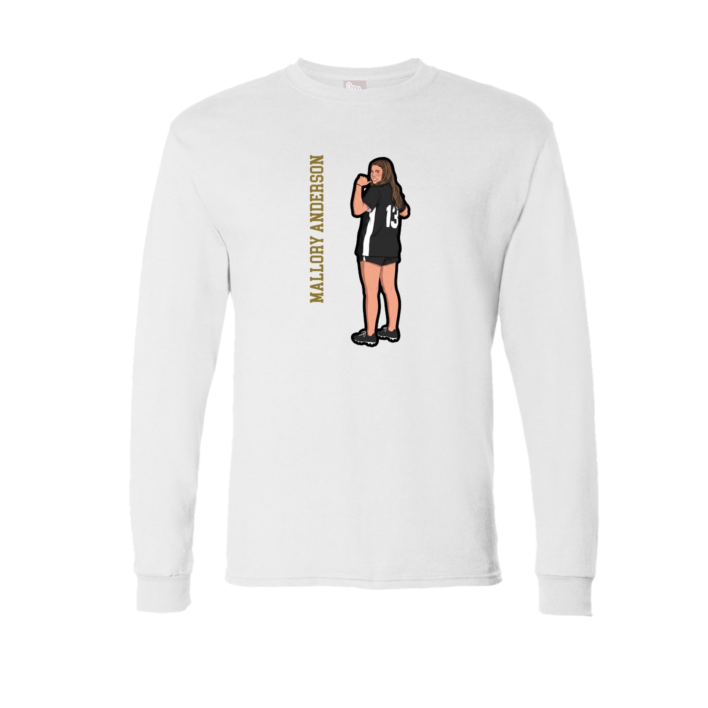 Long Sleeve Tee — Name Vertical in White