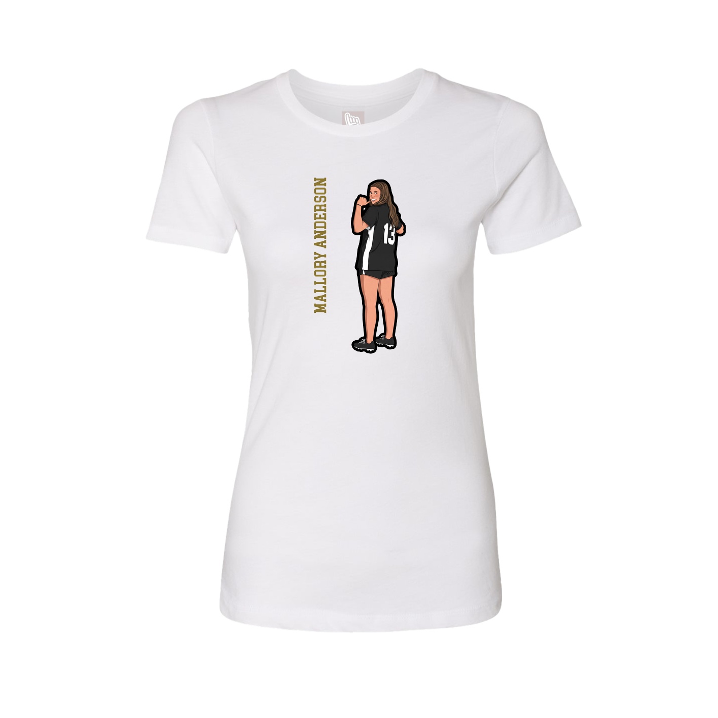Womens Tee — Name Vertical in White