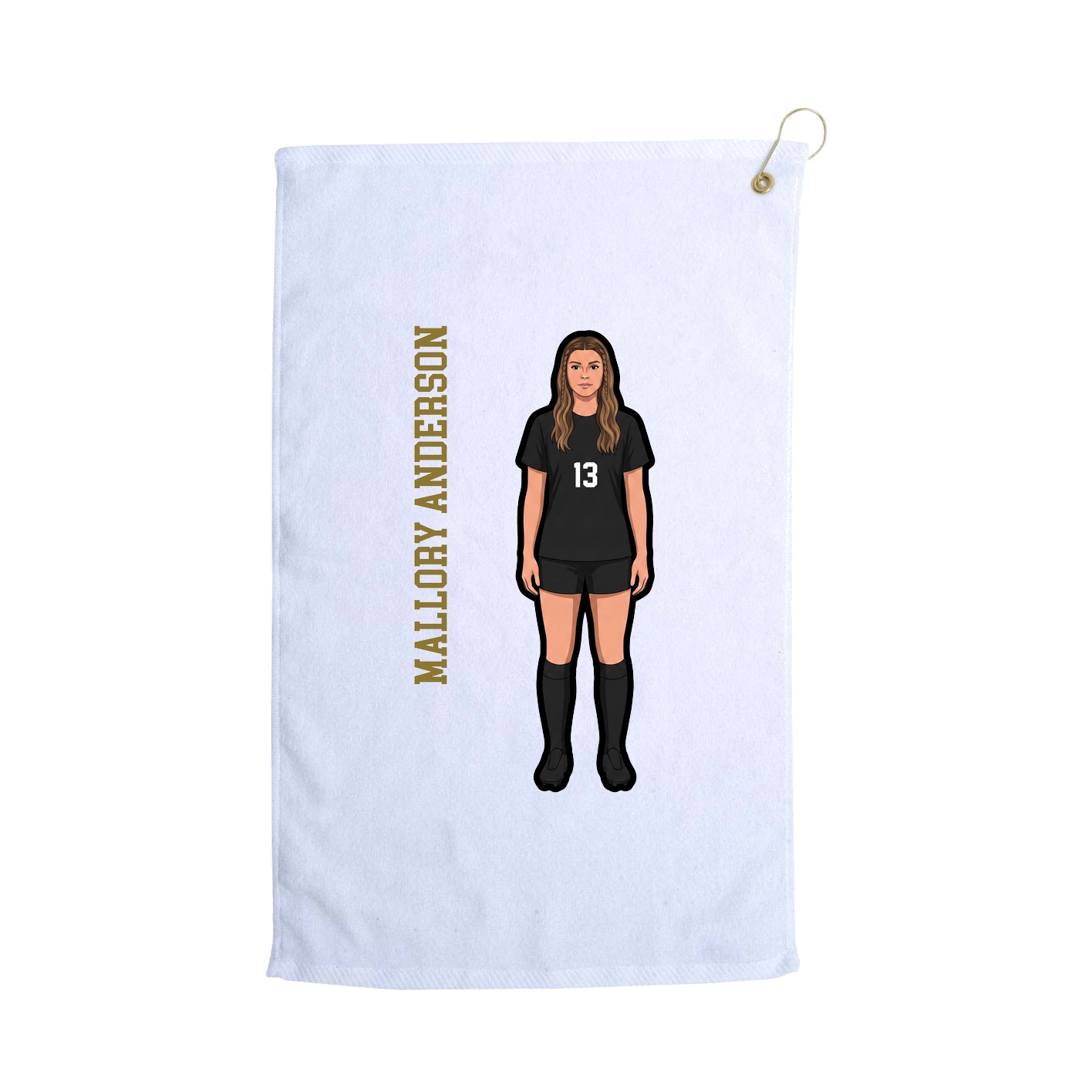 Golf Towel — Name Vertical in White