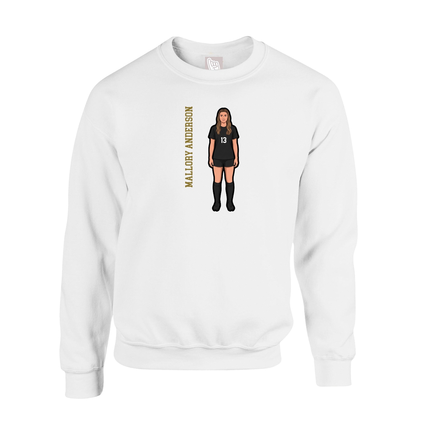 Fleece Crew — Name Vertical in White