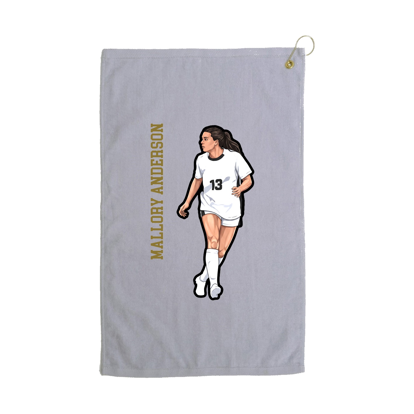 Golf Towel — Name Vertical in Grey