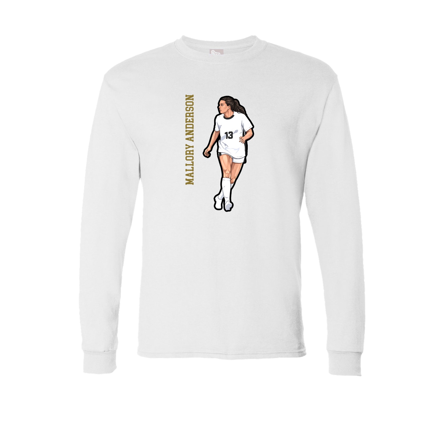 Long Sleeve Tee — Name Vertical in White