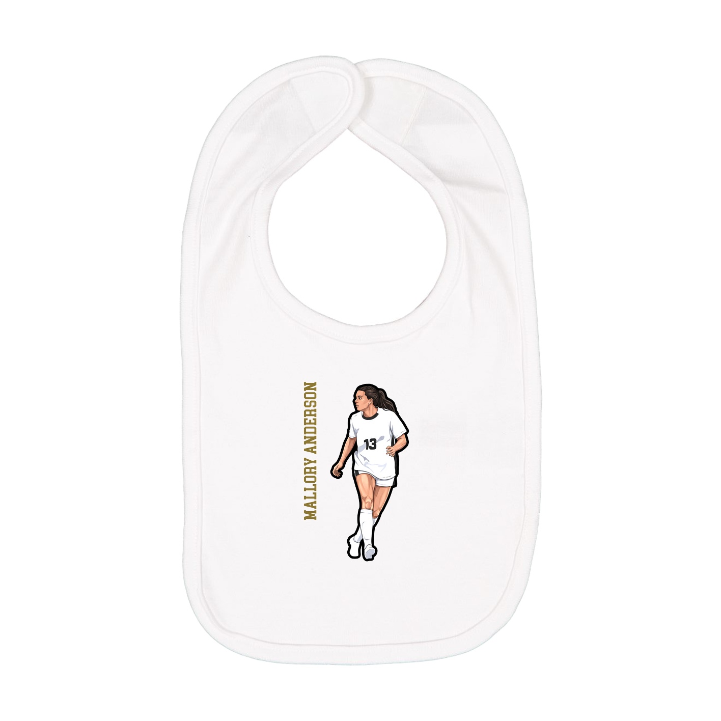 Infant Bib — Name Vertical in White