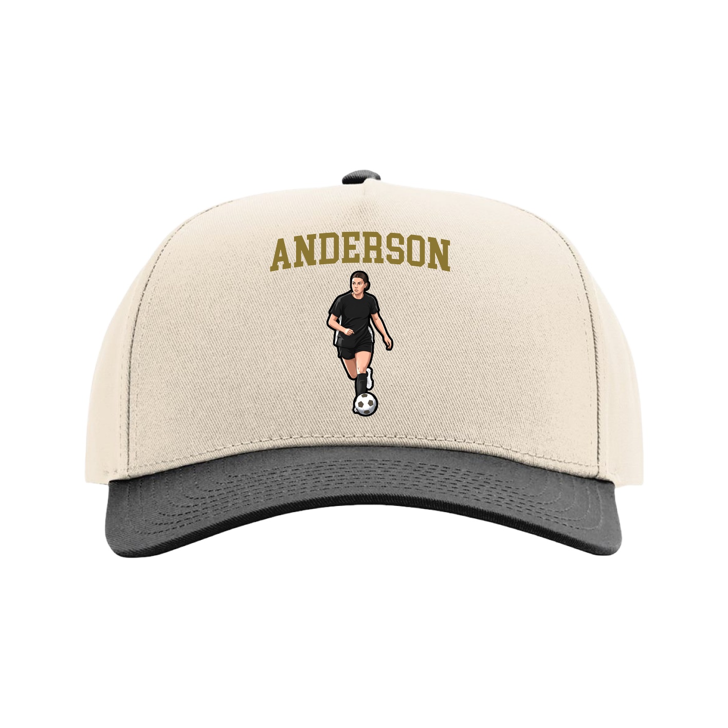 Full Fabric Five-Panel Champ Cap — Shirsey in Cream/Black