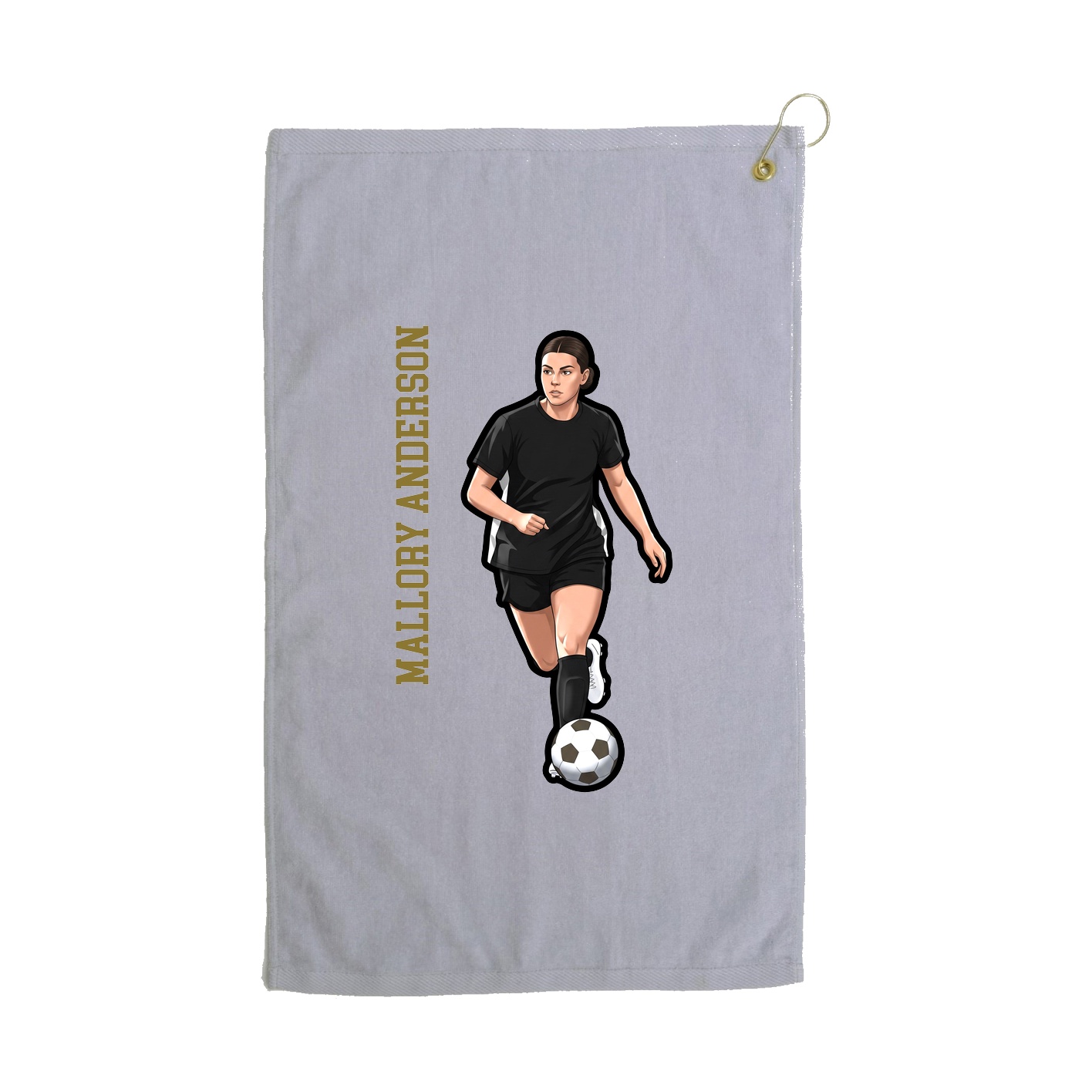 Golf Towel — Name Vertical in Grey