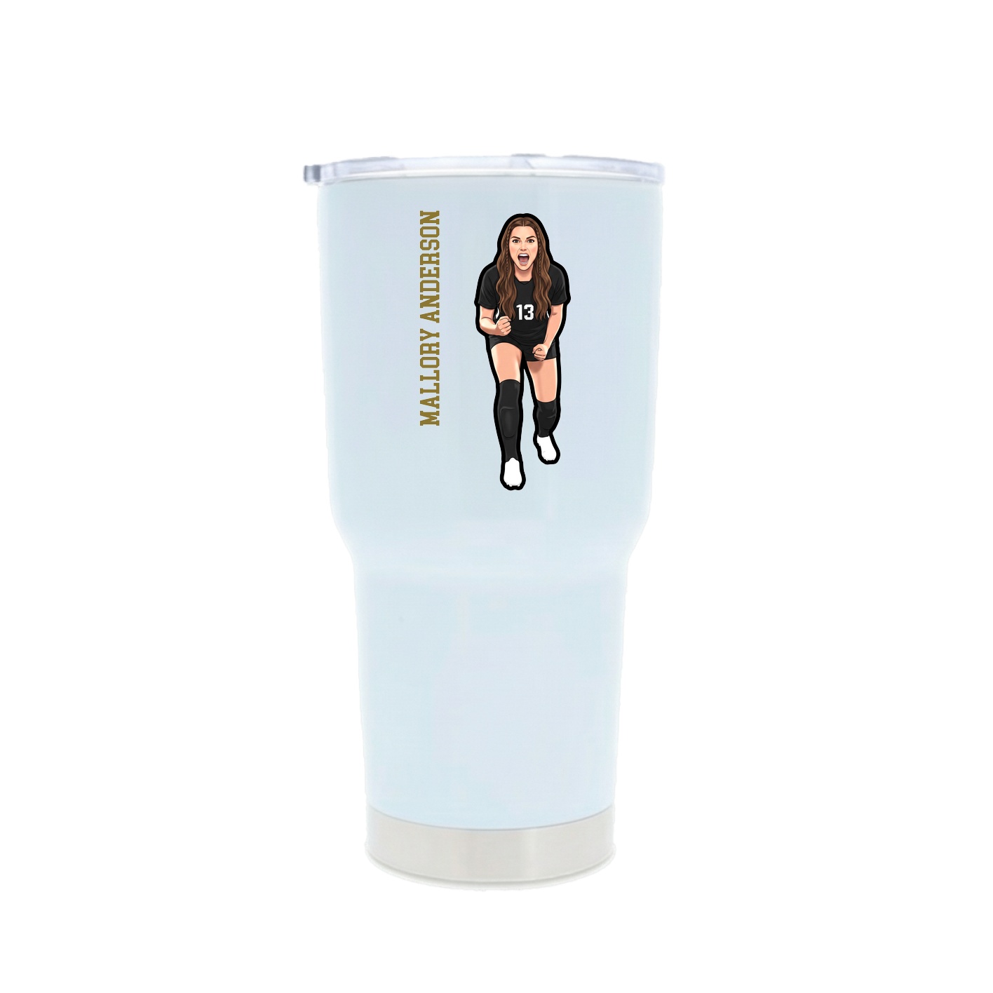 30oz Stainless Steel Tumbler — Name Vertical in White