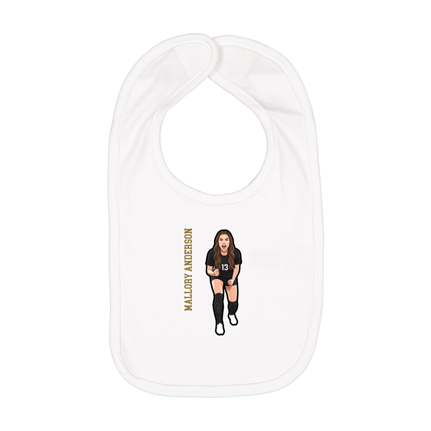 Infant Bib — Name Vertical in White
