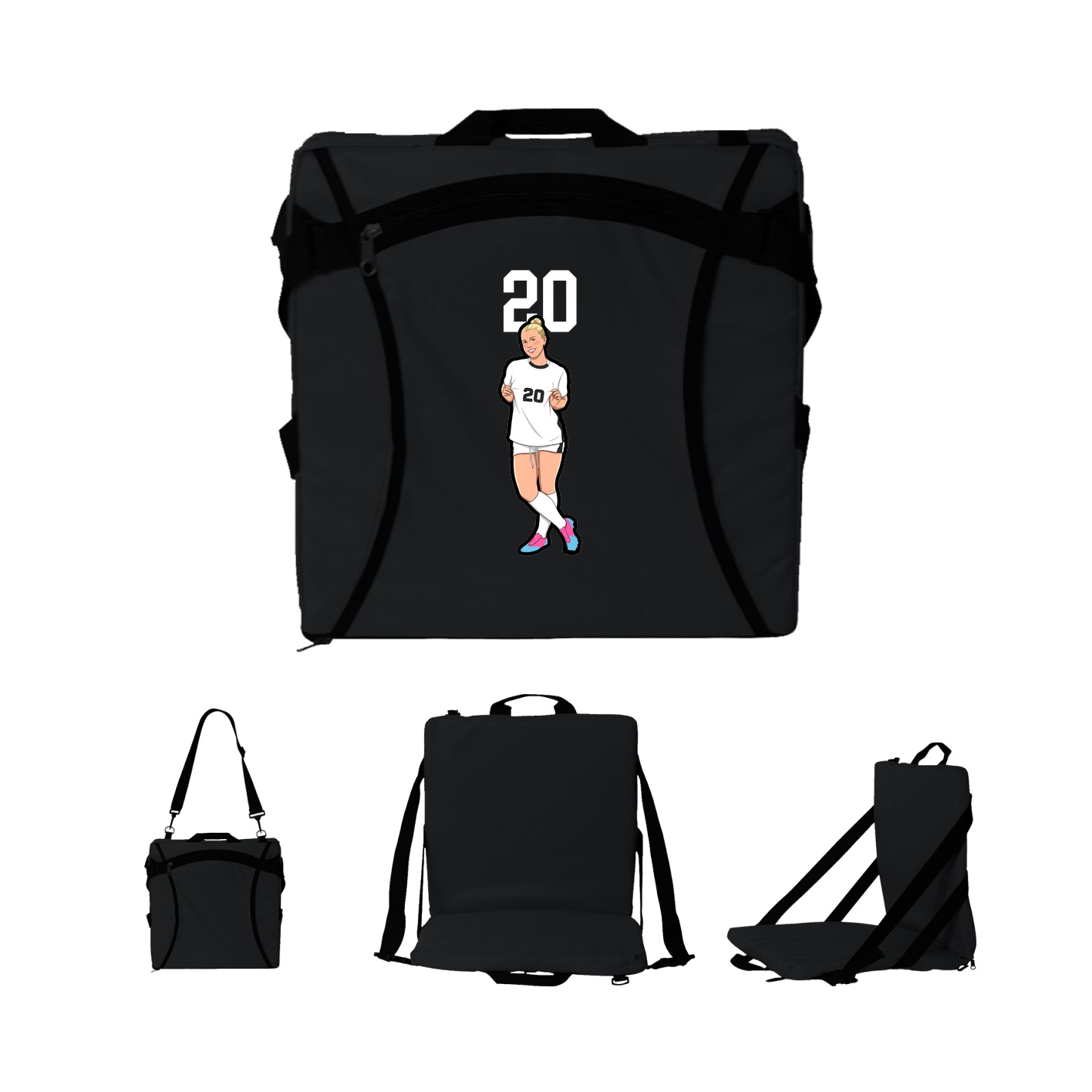 Folding Stadium Seat — Number Top in Black