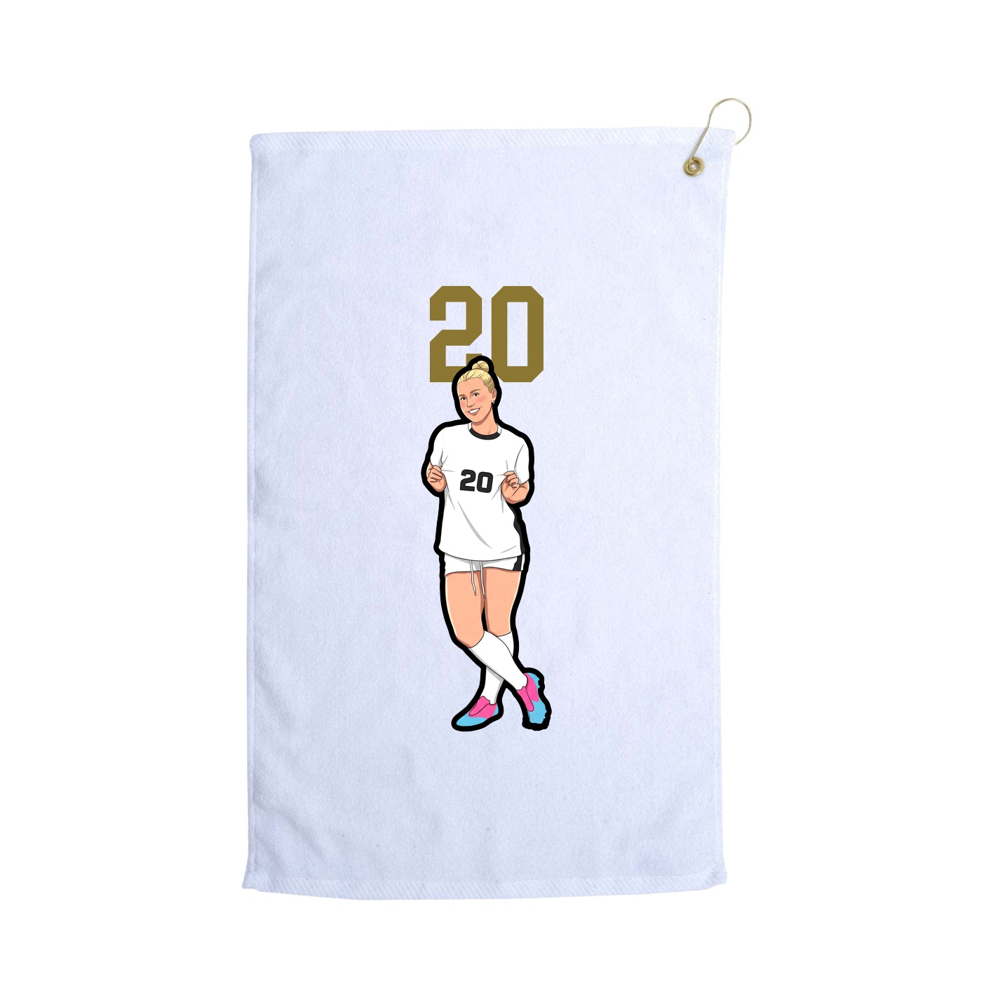 Golf Towel — Number Top in White