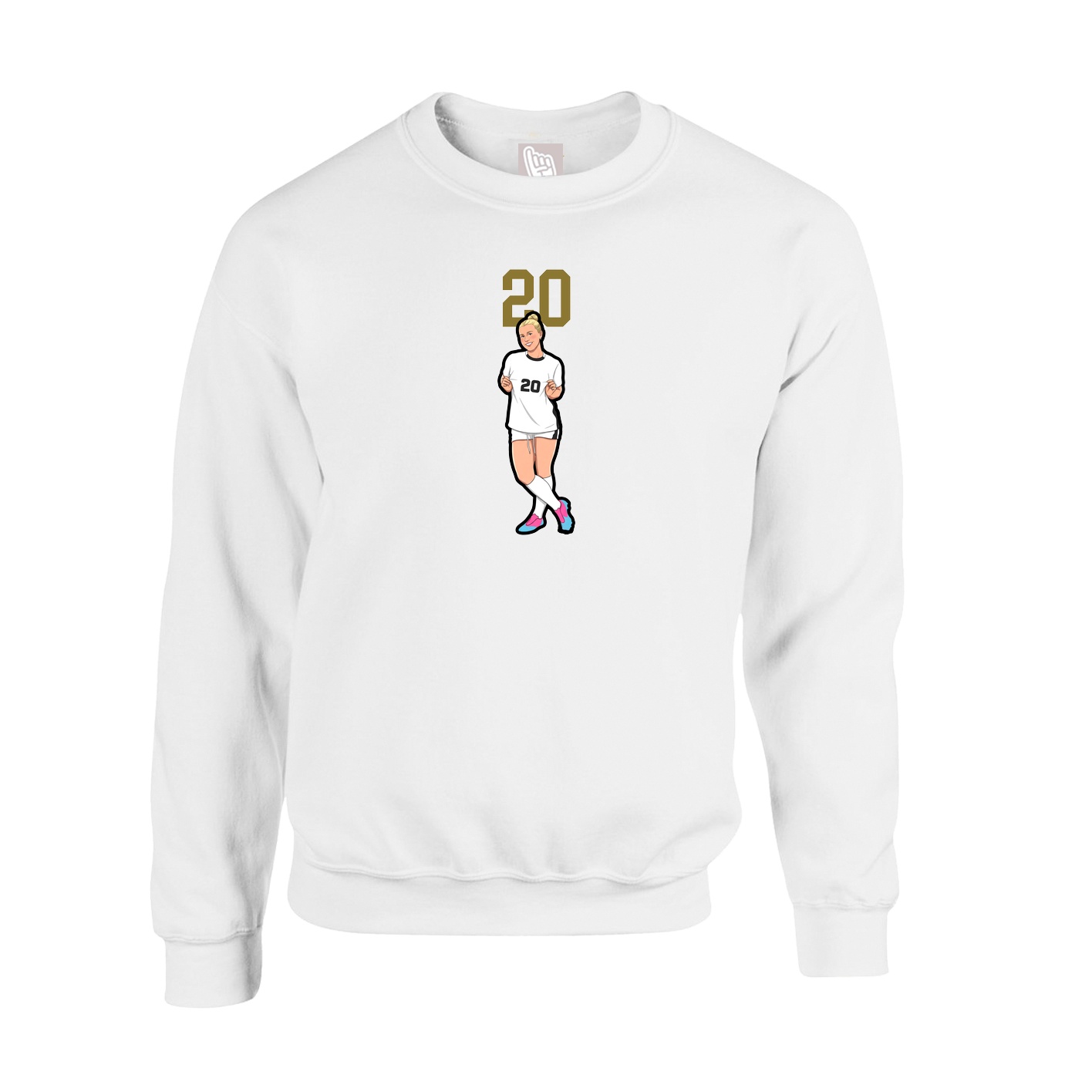 Fleece Crew — Number Top in White