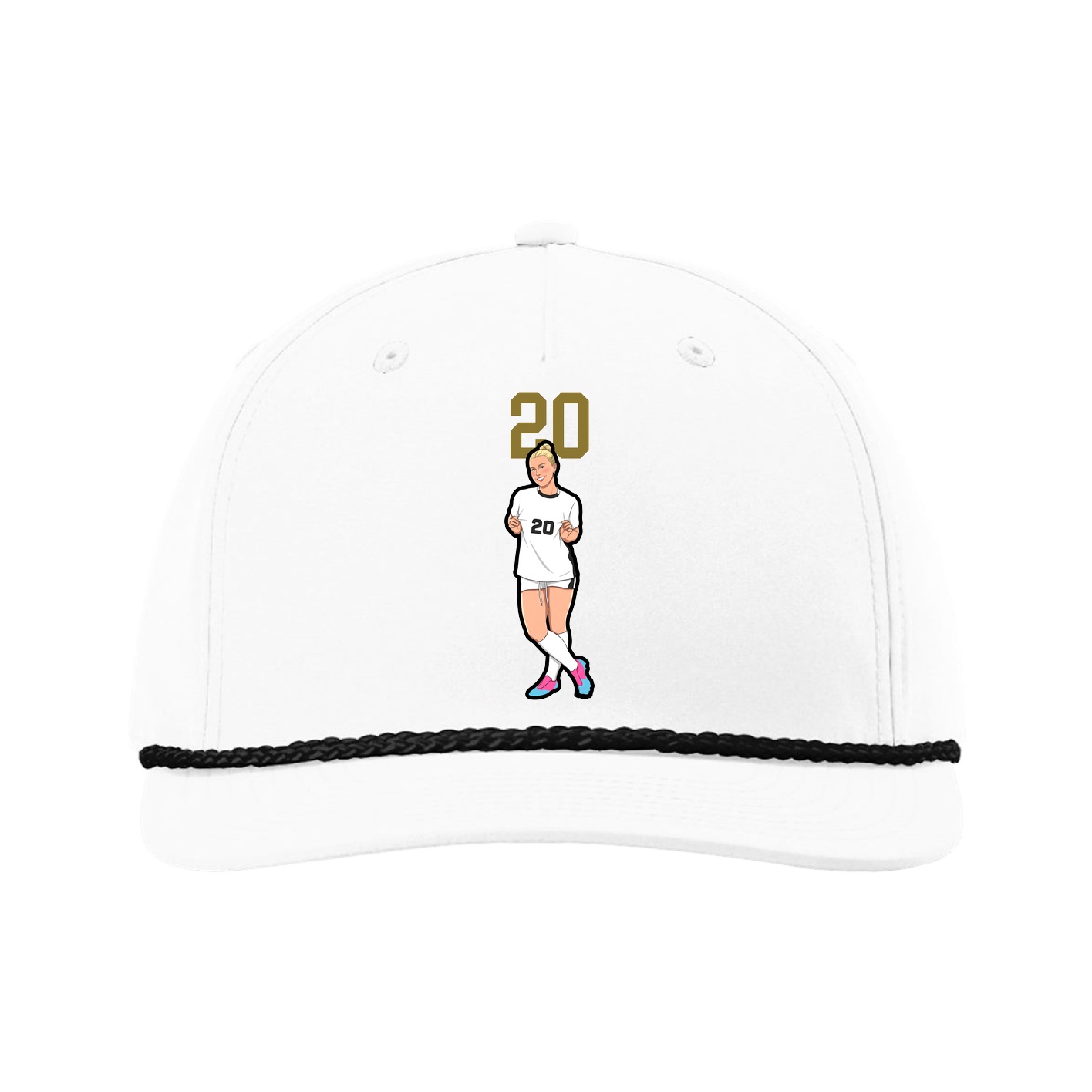 Five-Panel Classic Rope Cap — Number Top in White