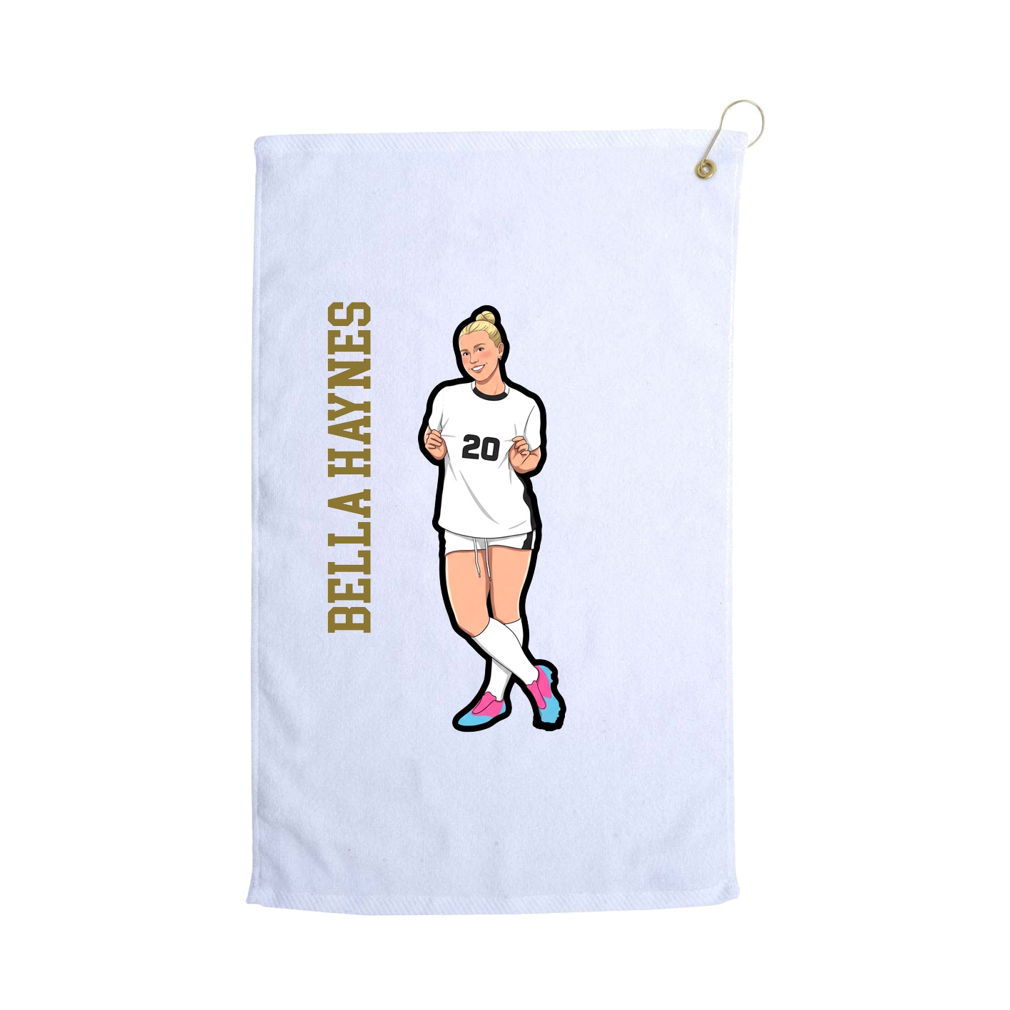 Golf Towel — Name Vertical in White
