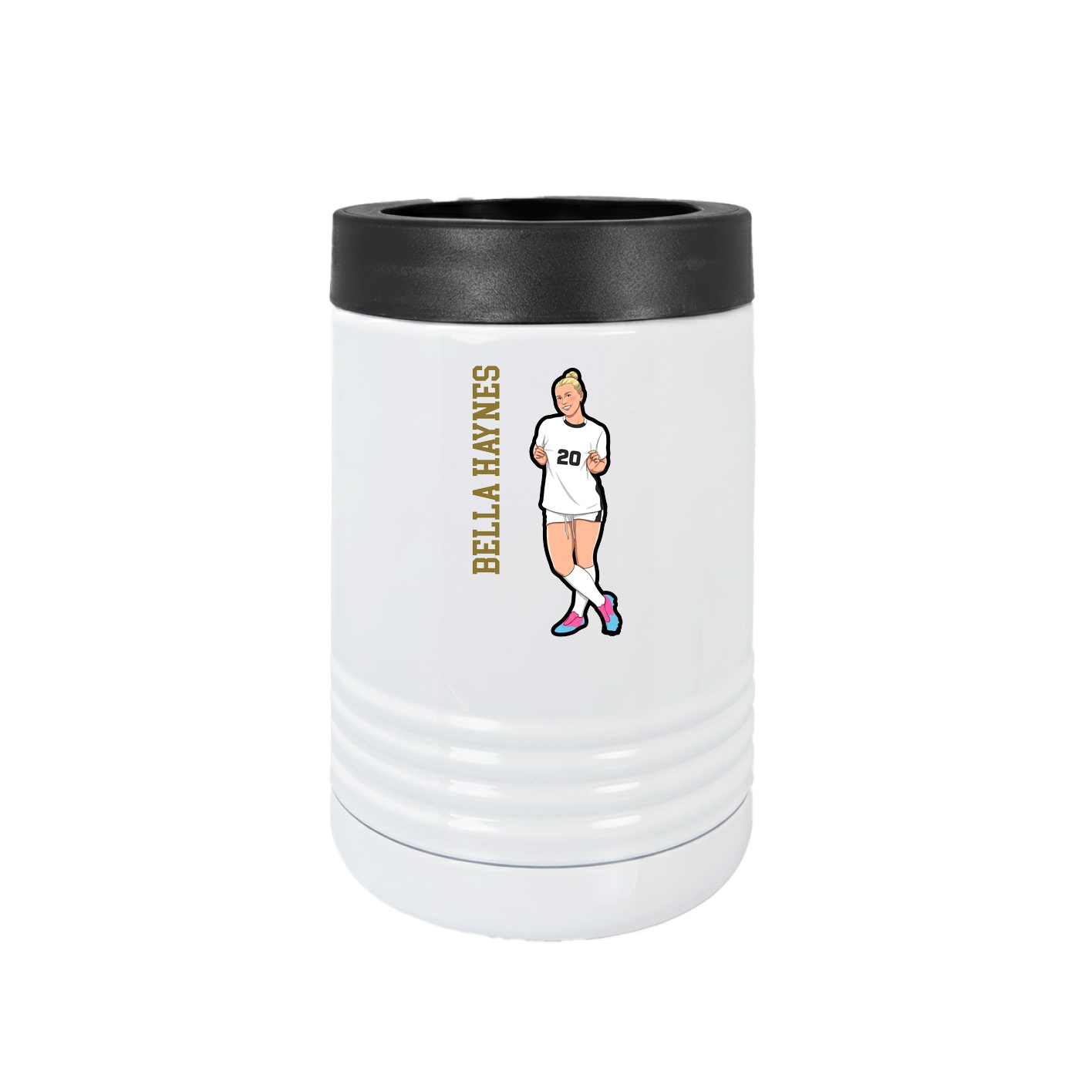 Beverage Holder — Name Vertical in White
