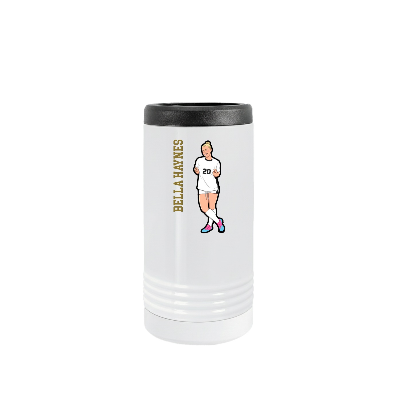Slim Beverage Holder — Name Vertical in White