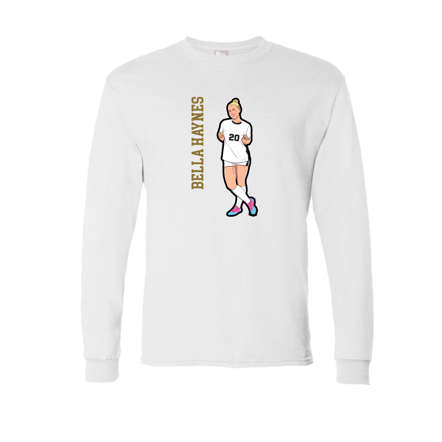 Long Sleeve Tee — Name Vertical in White