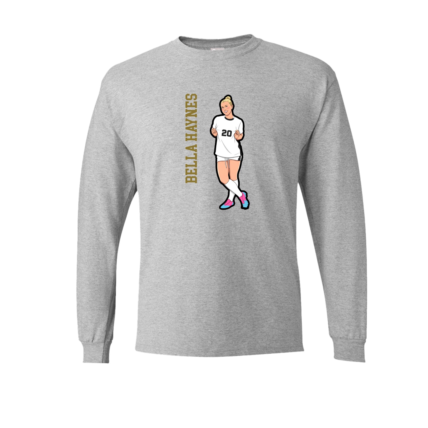 Long Sleeve Tee — Name Vertical in Grey