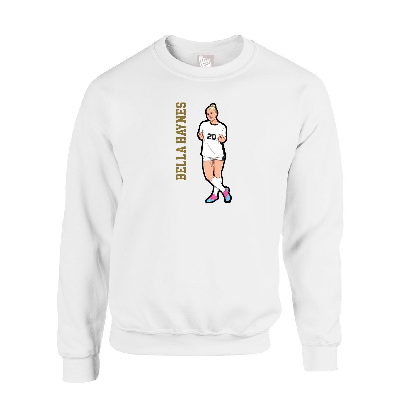 Fleece Crew — Name Vertical in White