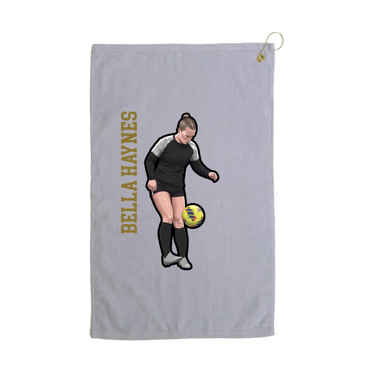 Golf Towel — Name Vertical in Grey