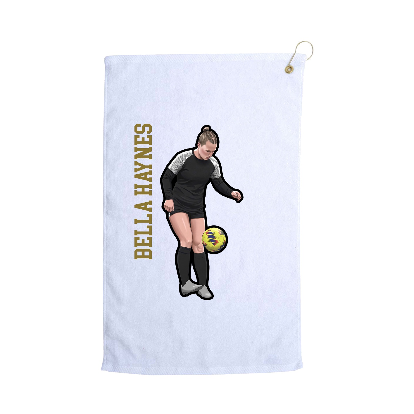 Golf Towel — Name Vertical in White