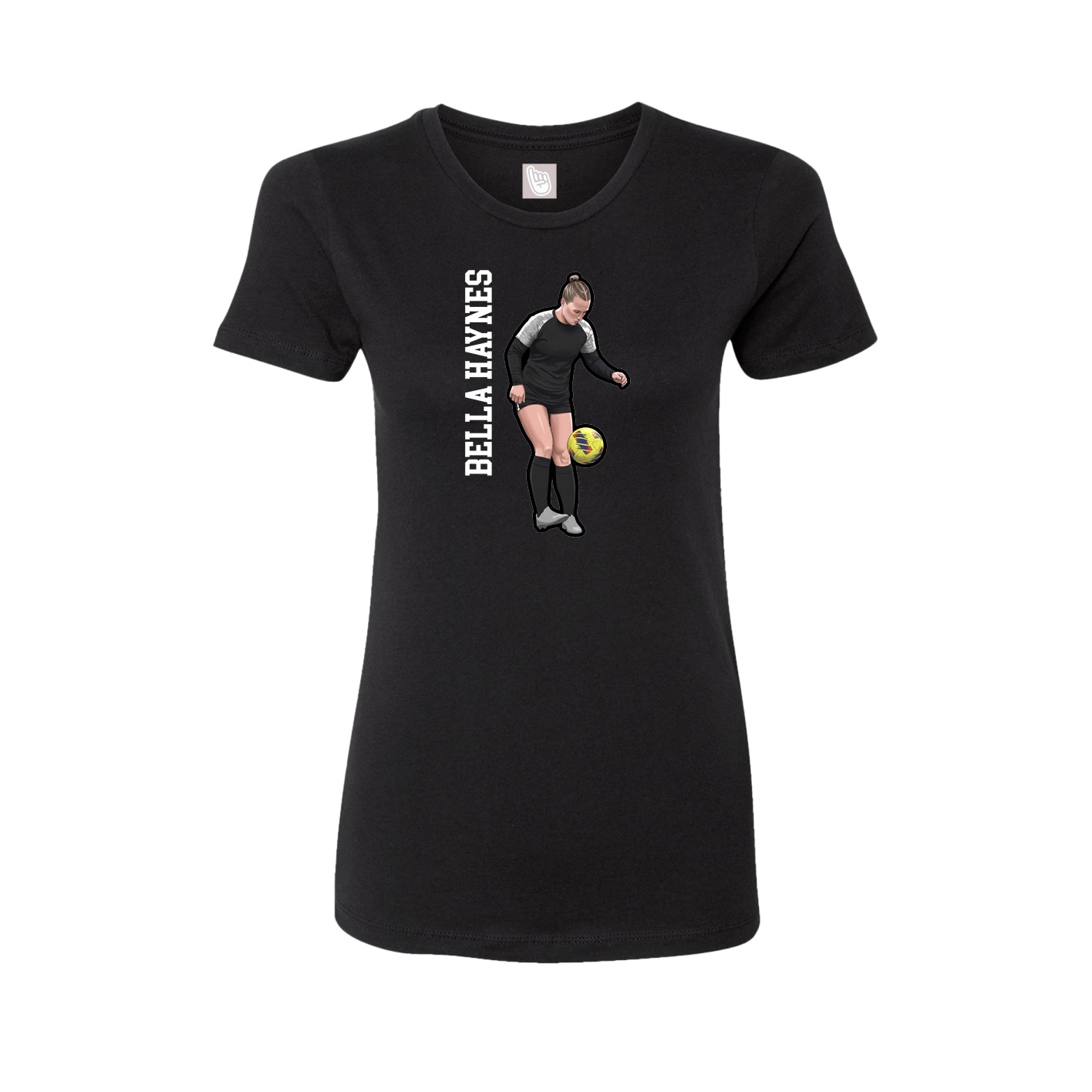 Fitted Women's Tee — Name Vertical in Black
