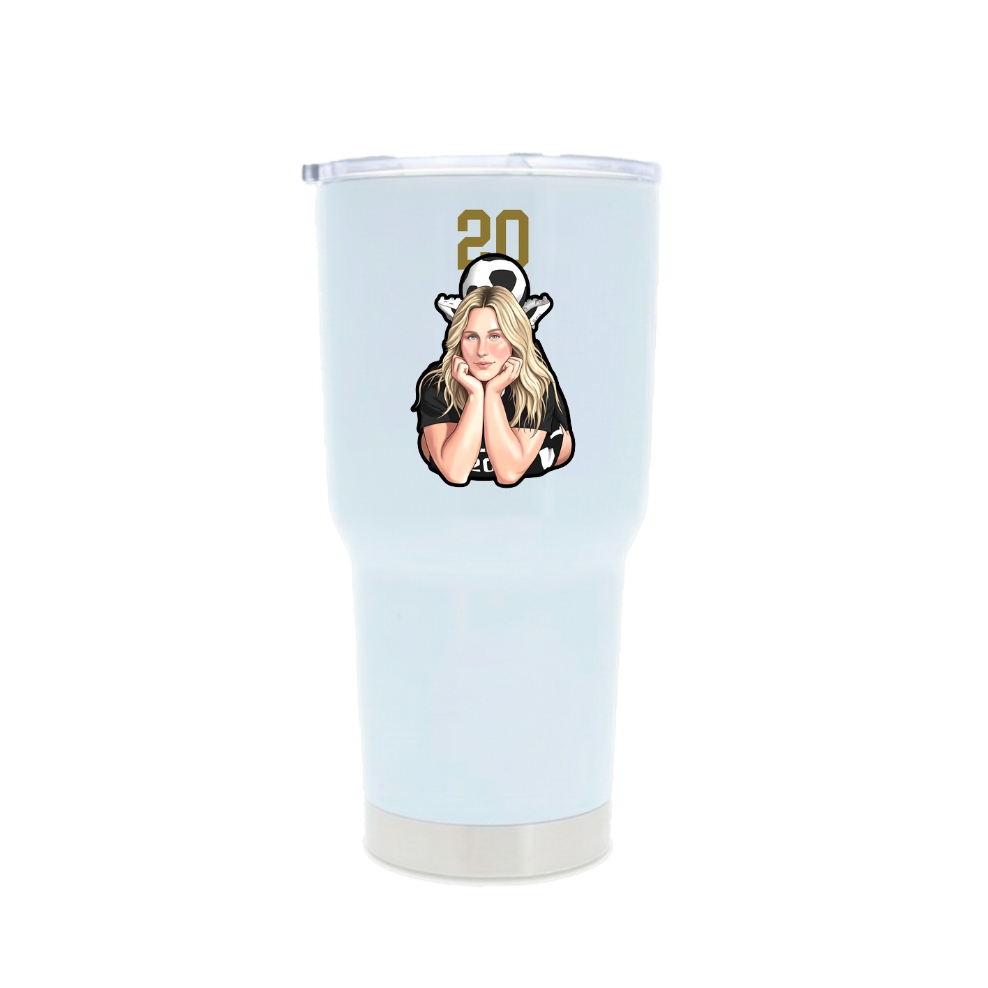 30oz Stainless Steel Tumbler — Number Top in White