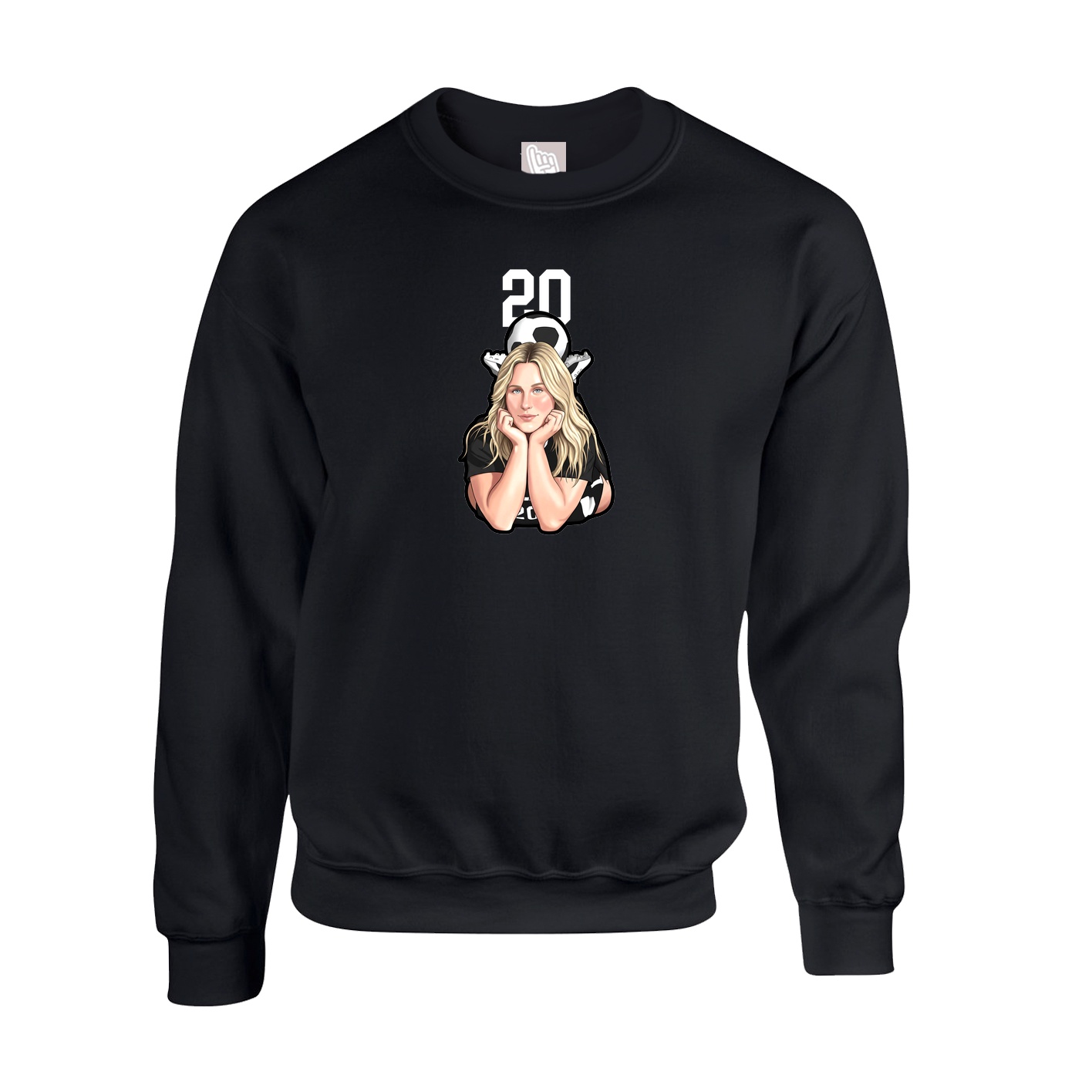 Fleece Crew — Number Top in Black