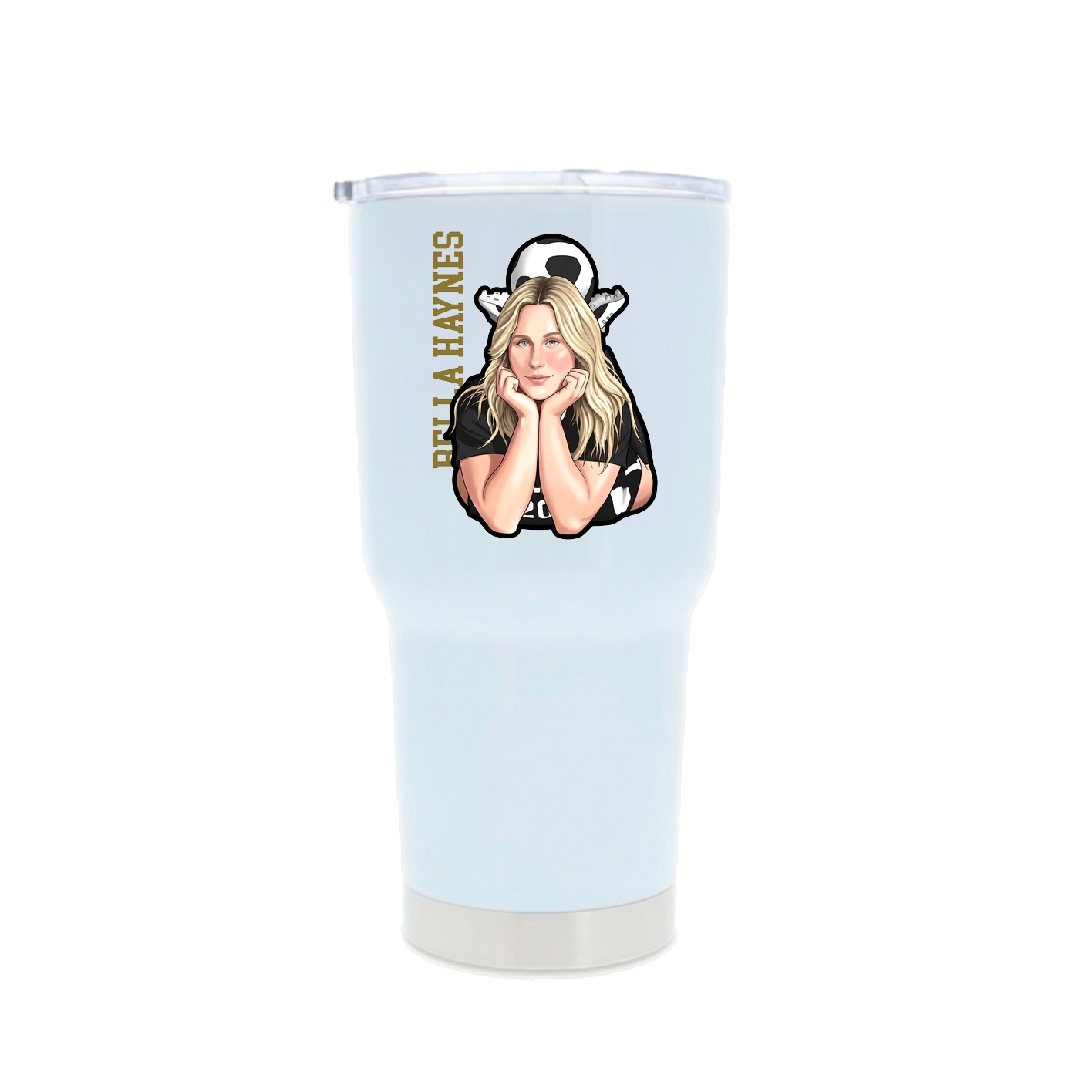 30oz Stainless Steel Tumbler — Name Vertical in White