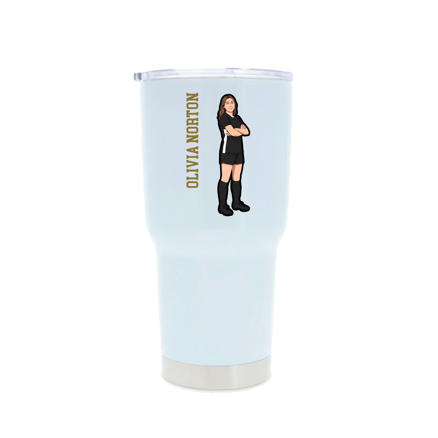 30oz Stainless Steel Tumbler — Name Vertical in White
