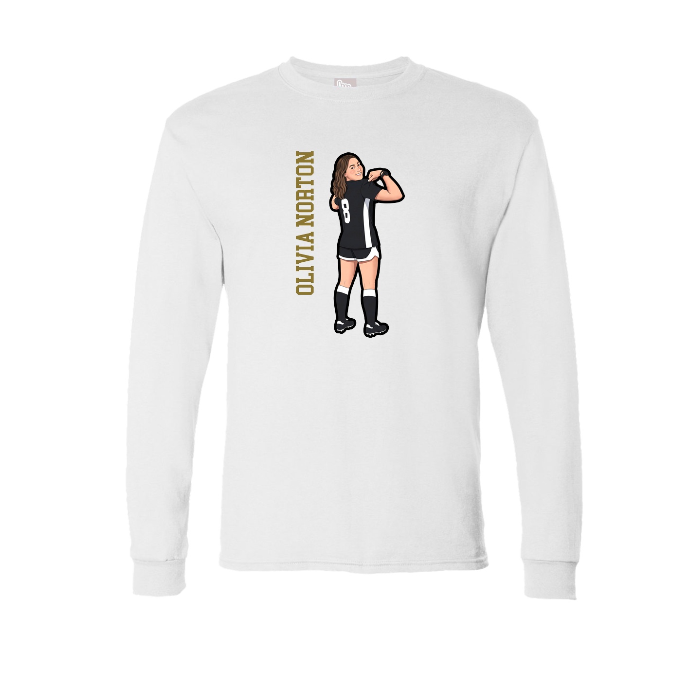 Long Sleeve Tee — Name Vertical in White