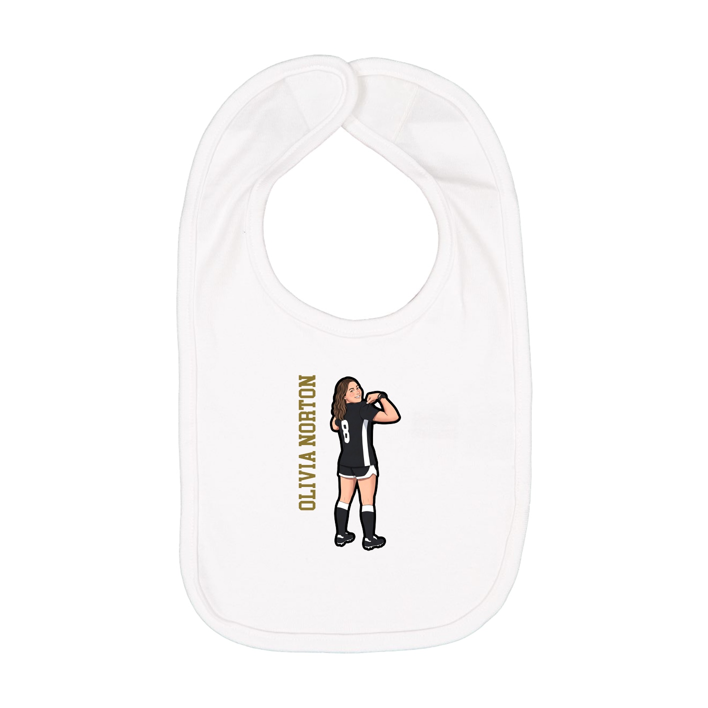 Infant Bib — Name Vertical in White