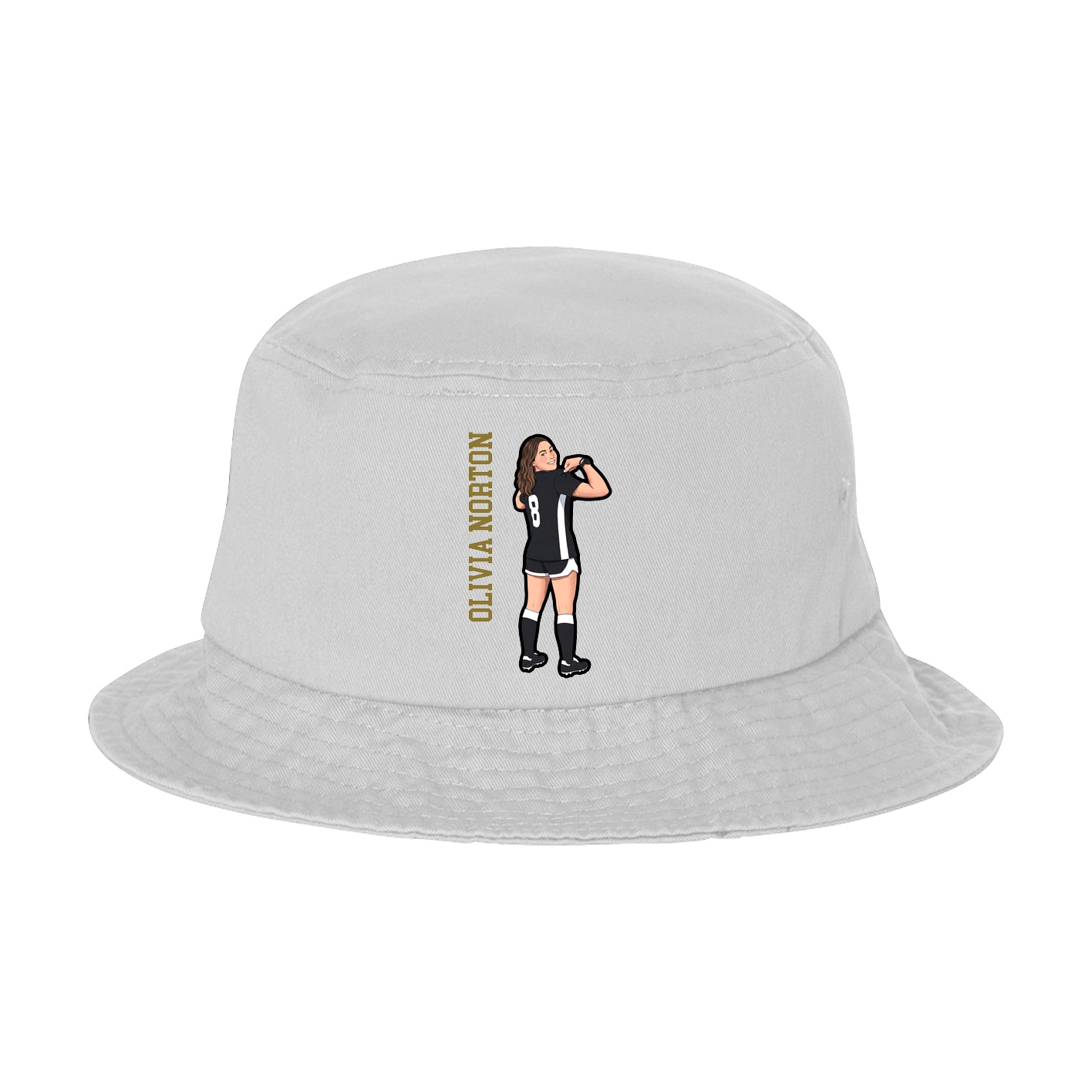 Bucket Cap — Name Vertical in White